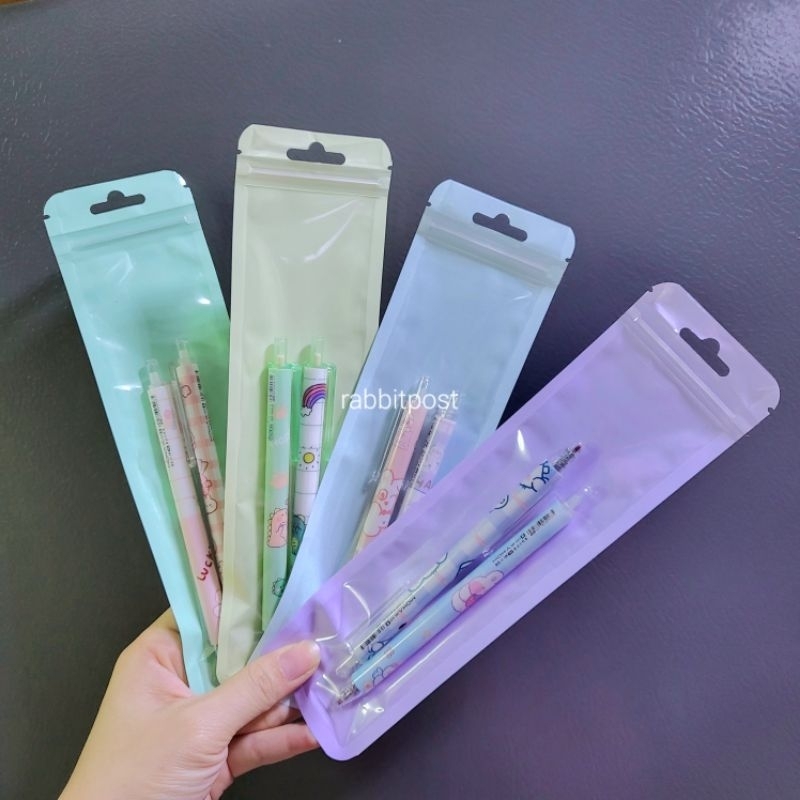 ถุงซิปสีพาสเทล ขนาด 6.5x24cm. ใส่ปากกา ดินสอ ปัจฉิมของขวัญ