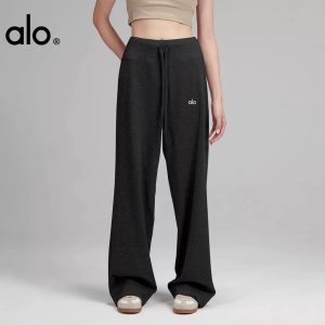 Alo Yoga กางเกงโยคะขากว้าง ผ้านุ่มถักข้าวเหนียว รู้สึกผ่อนคลายสบาย ทรงหลวมร่วงหล่น