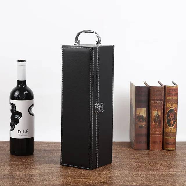 กล่องใส่ไวน์ แบบพกพาแบบถือ ลายหนัง