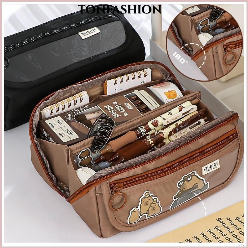 Tonfashion กระเป ๋ าปากกา , ดินสอสีทึบ 9 ชั ้ น , เรียบง ่ ายความจุขนาดใหญ ่ กล ่ องดินสอกันน ้ ําของขวัญนักเรียน