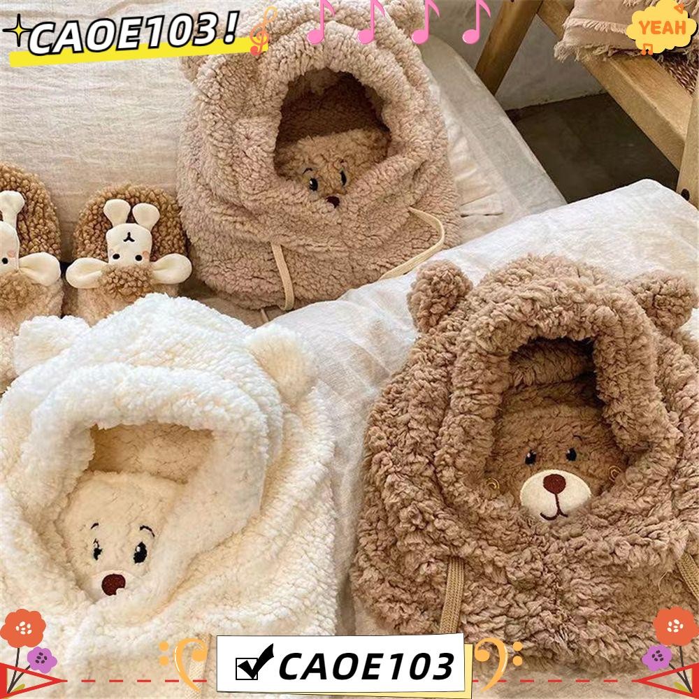 Caoe103 หมวกหูหมี Casual Plush หมวกฤดูหนาวที่อบอุ่น Earflap Earmuff