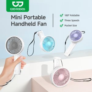 GOOJODOQ พัดลมมือถือ USB พับได้ แบบพกพา 3 ความเร็ว