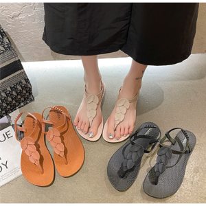 (ส่งในไทย)รองเท้าแตะรัดส้น หูหนีบ ลายใบไม้ สไตล์เกาหลี เบอร์36-40 NO.185 ( มี 3สี )