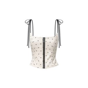 เสื้อโครเชต์ด้านหน้า 2-สาย มีซิปหลัง สีครีม – ที่ ออกแบบ