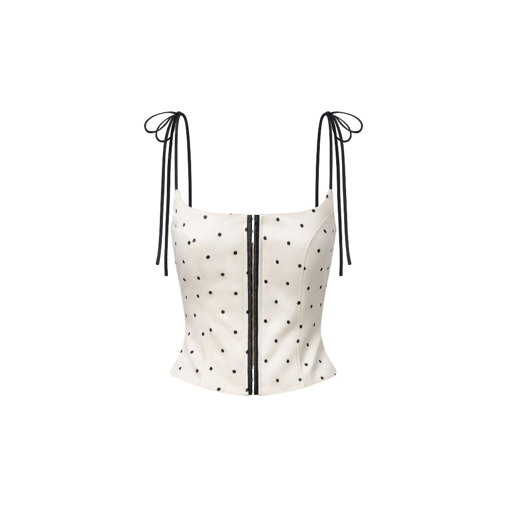 เสื้อโครเชต์ด้านหน้า 2-สาย มีซิปหลัง สีครีม – ที่ ออกแบบ