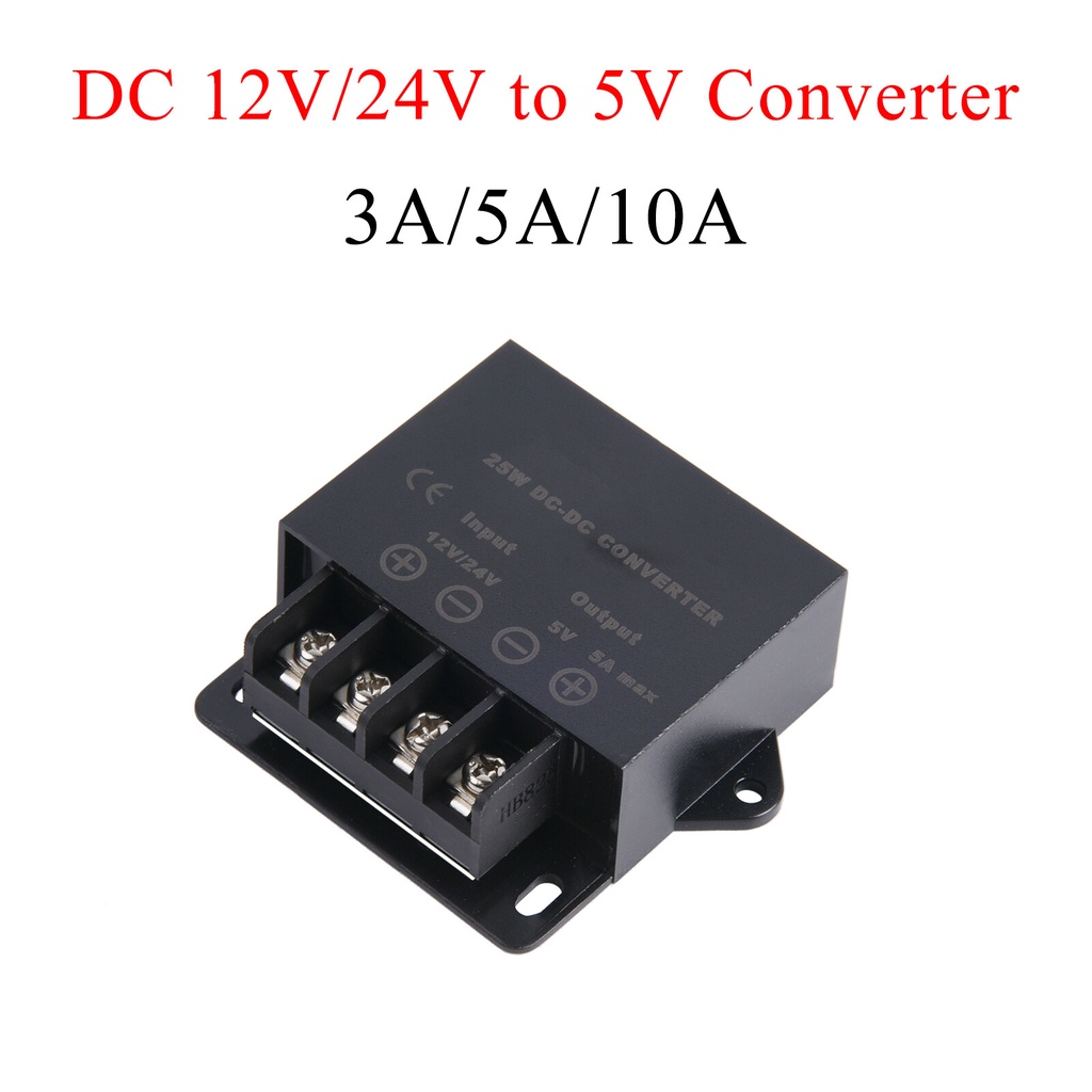 Mini DC 12V-24V ถึง 5V 3A/5A/10A / 15APower Converter IP68 ป ้ องกันรถ Buck Regulator ขั ้ นตอนลงแรงดันไฟฟ ้ าโมดูลจ ่ ายไฟจอแสดงผล LED อัตโนมัติ