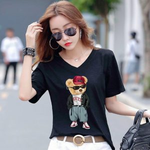 เสื้อแฟชั่นเกาหลี ผ้าCotton100% Collection Bear Girl สวยเก๋ High quality รุ่น C745