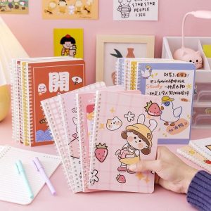 A5 notebook สมุดโน๊ตสันห่วง 60แผ่น/120หน้า เส้นบรรทัด ลายการ์ตูน สุ่มลาย อุปกรณ์การเรียน