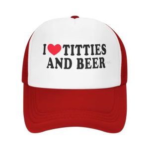 I Heart Titties and Beer – Love Funny Gag – หมวกแก๊ป สไตล์วินเทจย้อนยุค สําหรับผู้ชาย และผู้หญิง