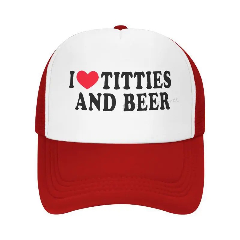 I Heart Titties and Beer – Love Funny Gag – หมวกแก๊ป สไตล์วินเทจย้อนยุค สําหรับผู้ชาย และผู้หญิง