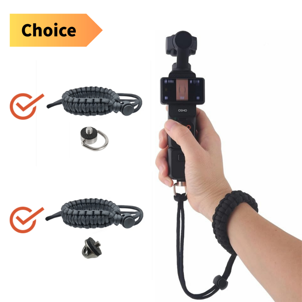 สายรัดข้อมือกล้อง Paracord พร้อมสกรู 1/4 สําหรับ DJI OSMO 360 Action 5 Pro 4 3/GoPro Hero13 12 11/Insta360 X5 X4 Ace Pro 2 GO 3S Lanyard สายรัดข้อมือสําหรับ Selfie Sticks กล้อง DSLR