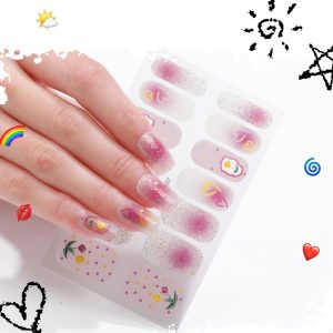 [โปรโมชั่น] Zj Series สติ๊กเกอร์ติดเล็บ 14 สติ๊กเกอร์/Sheep Ice Transparent Phototherapy Nail Polish Film Semi-Transparent Jelly Color Waterproof Long-Lasting Non-Ion High-End Nails Stickers Full Color Jumping Polka Dot Macaron DIY Nails Patch สติ๊กเกอร์ต