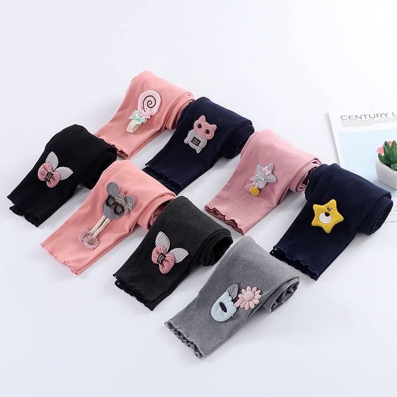 เลกกิ้งเด็ก ขายาว ติดตุ๊กตา ผ้าหนา  สวมใส่สบาย สำหรับ เด็กอายุ 3-10 ขวบ