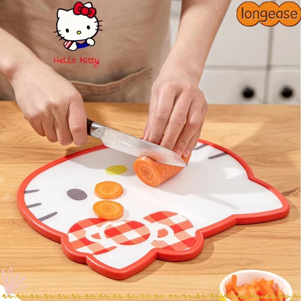 LONGE เขียง Hello Kitty, เขียงสองด้านกันลื่น, เกรดอาหารที่ใช้งานได้จริง PP Kuromi Melody รูปการ์ตูน Sanrio เขียงเสื่อผักผลไม้อาหาร