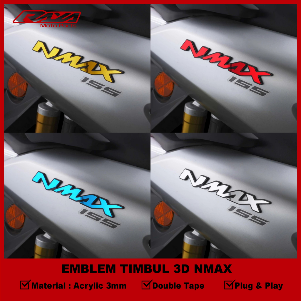 RAYA – 2PCS NMAX EMBLEM 3D EMBLEM โลโก้ 3D NMAX 155 NMAX VARIATIONS NMAX อุปกรณ์เสริม ACRYLIC MATERIAL