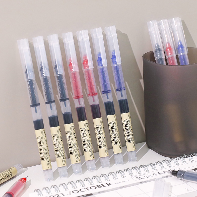 K&S ️ปากกาเจล หมึกเจล แบบปลอก ปากกา แบบมูจิ มี3สี เขียนดีมากๆ คุณภาพสูง