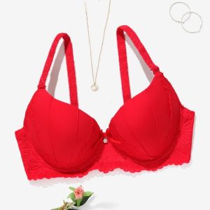 Parifairy สีทึบ Bra สําหรับผู ้ หญิง Bra Push Up ชุดชั ้ นในลวดลูกไม ้ ชุดชั ้ นใน 34B 36B 38B-W8001