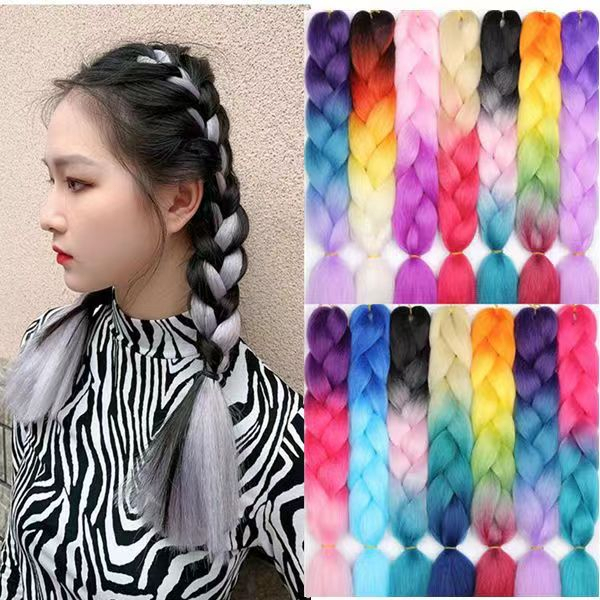 พร้อมส่ง  แฮร์พีช ผมเปีย ไหมถักผม รุ่น 3-4 สี รวม 20 เฉดสี ไหมถักเปีย ไหมไฟเบอร์ ไหมต่อผม ยาว 60cm 100g+