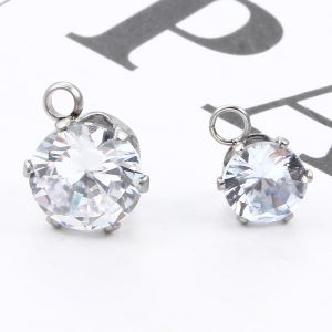 สแตนเลสหรูหราเพทายเพชรเสน่ห์สําหรับ ทําเอง ผู้หญิงต่างหูสร้อยคอเครื่องประดับทําจี้อุปกรณ์ขายส่ง