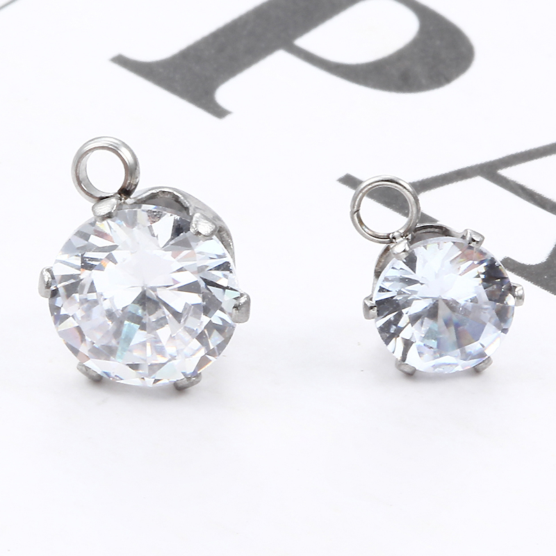 สแตนเลสหรูหราเพทายเพชรเสน่ห์สําหรับ ทําเอง ผู้หญิงต่างหูสร้อยคอเครื่องประดับทําจี้อุปกรณ์ขายส่ง