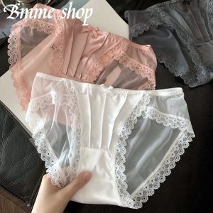 Bmme กางเกงชั้นในผู้หญิง ลูกไม้ สไตล์เซ็กซี่ เป้าสองชั้นลดอับชื้อ กางเกงในผ้าซีทรู งานสวย ผ้านิ่มมาก ไม่คัน Size ML sexy