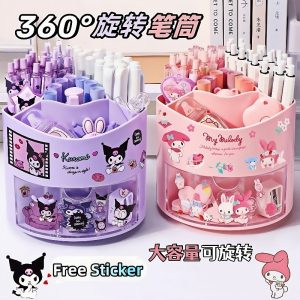 น่ารัก sn Multi-grid ที่ใส่ปากกาโรตารี่เครื่องมือแต่งหน้าและกล่องเก็บเครื่องเขียนการ์ตูน Melody Kuromi ที่ใส่ปากกา