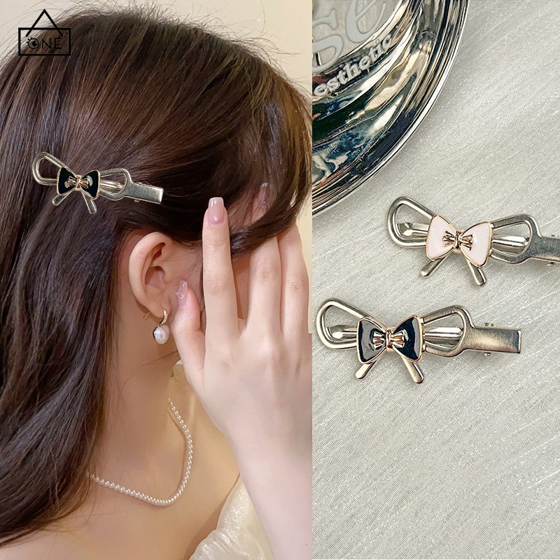 COD❤️กิ๊บติดผมโลหะโบว์Y2Kหวานสไตล์เกาหลีแฟชั่นหน้าม้าปากเป็ดเครื่องประดับผมสำหรับผู้หญิง-a.one