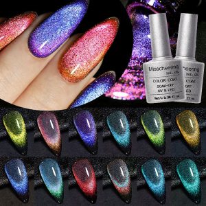 Misscheering 8Ml Luminousสะท้อนแสงแมวแม่เหล็กเจลยาทาเล็บLED UVเจลโปแลนด์กึ่งถาวรแช่ปิดเล็บArtภาษาโปลิชคํา