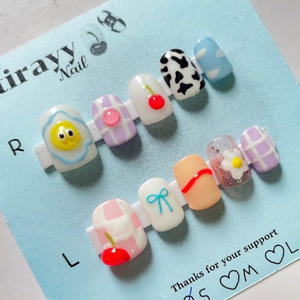 (5) เล็บเจลพร้อมส่ง(1-3 วัน) เล็บเจล เล็บปลอม เล็บ PVC แถม กาว+ตะไบ