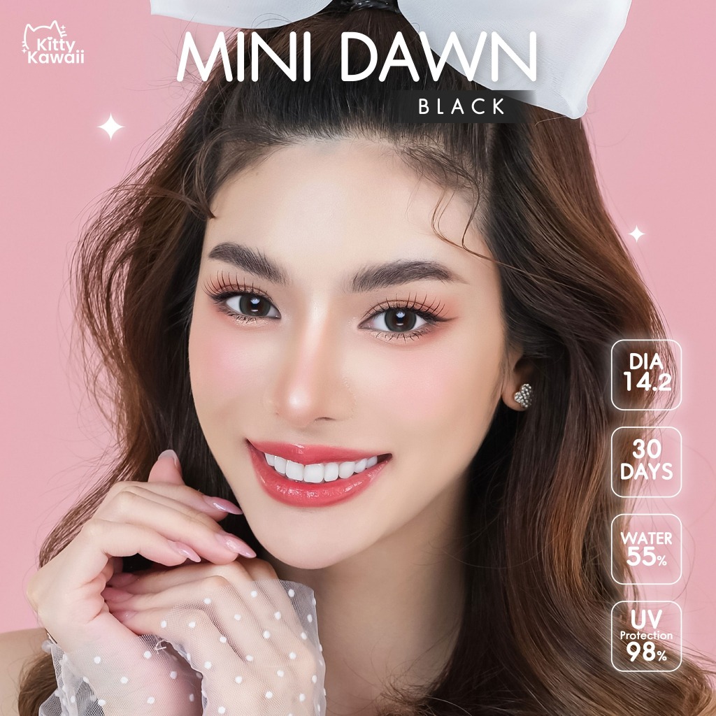 คอนแทคเลนส์ Mini Dawn Black (Kitty Kawaii) ขนาดมินิ   ลายฮิต สุดปังในเกาหลี