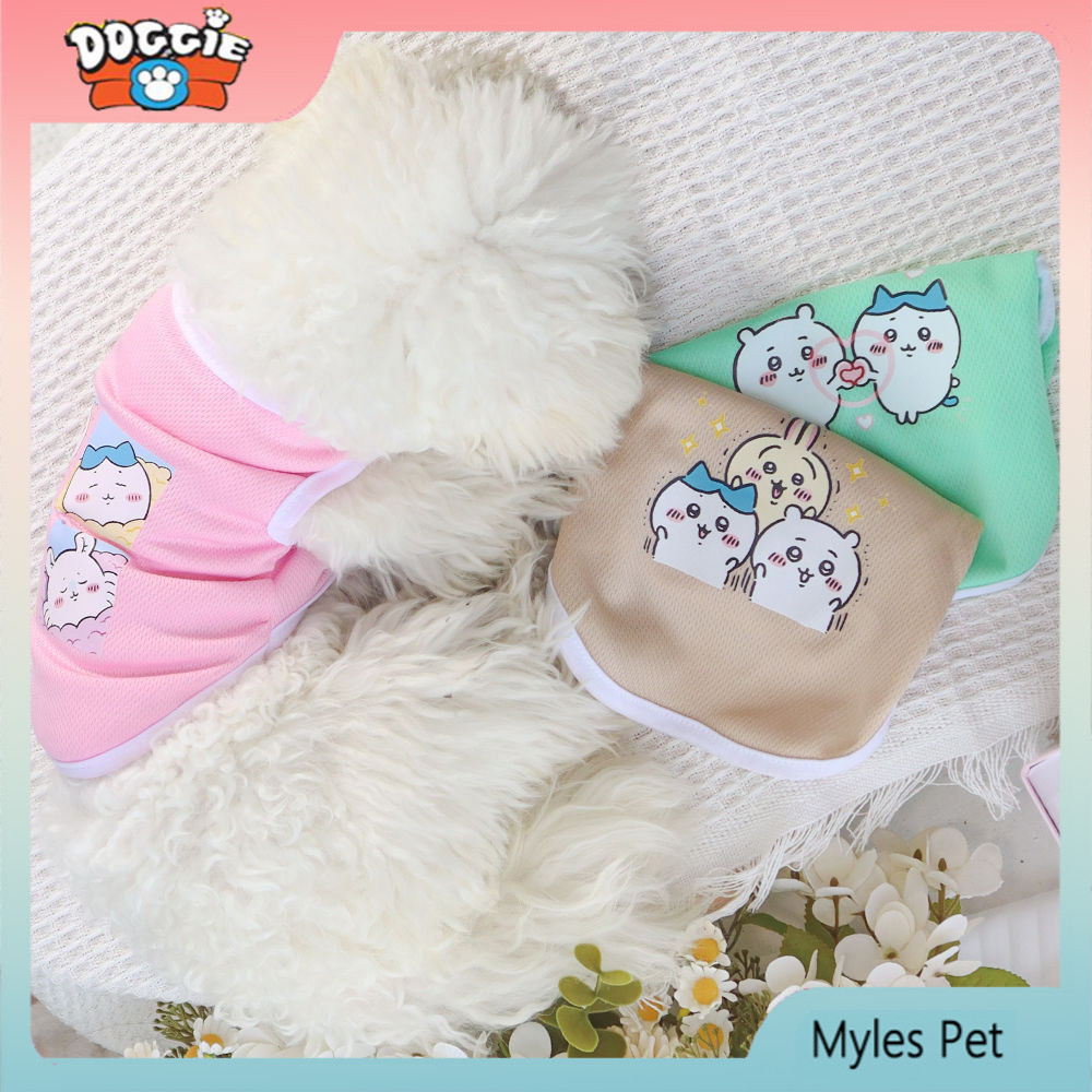 ฤดูใบไม้ผลิและฤดูร้อนบางสัตว์เลี้ยงเสื้อกั๊กสดระบายอากาศ ปิก้า ว้าว พิมพ์เสื้อกั๊กลูกอมสีน่ารักเสื้อสวมหัว