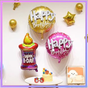 ลูกโป่งสุขสันต์วันเกิด ลูกโป่งตัวอักษร 22 นิ้ว ลูกโป่งเทียน ลูกโป่งวันเกิด ลูกโป่งอลูมิเนียมฟอยล์ ลูกโป่งรูปทรง TOU1