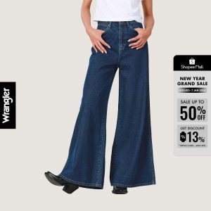 WRANGLER กางเกงยีนส์ผู้หญิง คอลเลคชั่น Everyday with Wrangler เอวกลาง ทรงขากว้าง รุ่น WR S225WWLEN30 สียีนส์เข้ม