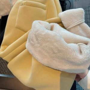 ขนแกะเนื้อแกะกางเกงวอร์มลําลองผู้หญิงใหม่ฤดูใบไม้ร่วงฤดูหนาวหนาบวกขนแกะพวงหลวมขาตรงกางเกงขายาวขากว้าง Wide Leg Long Pants