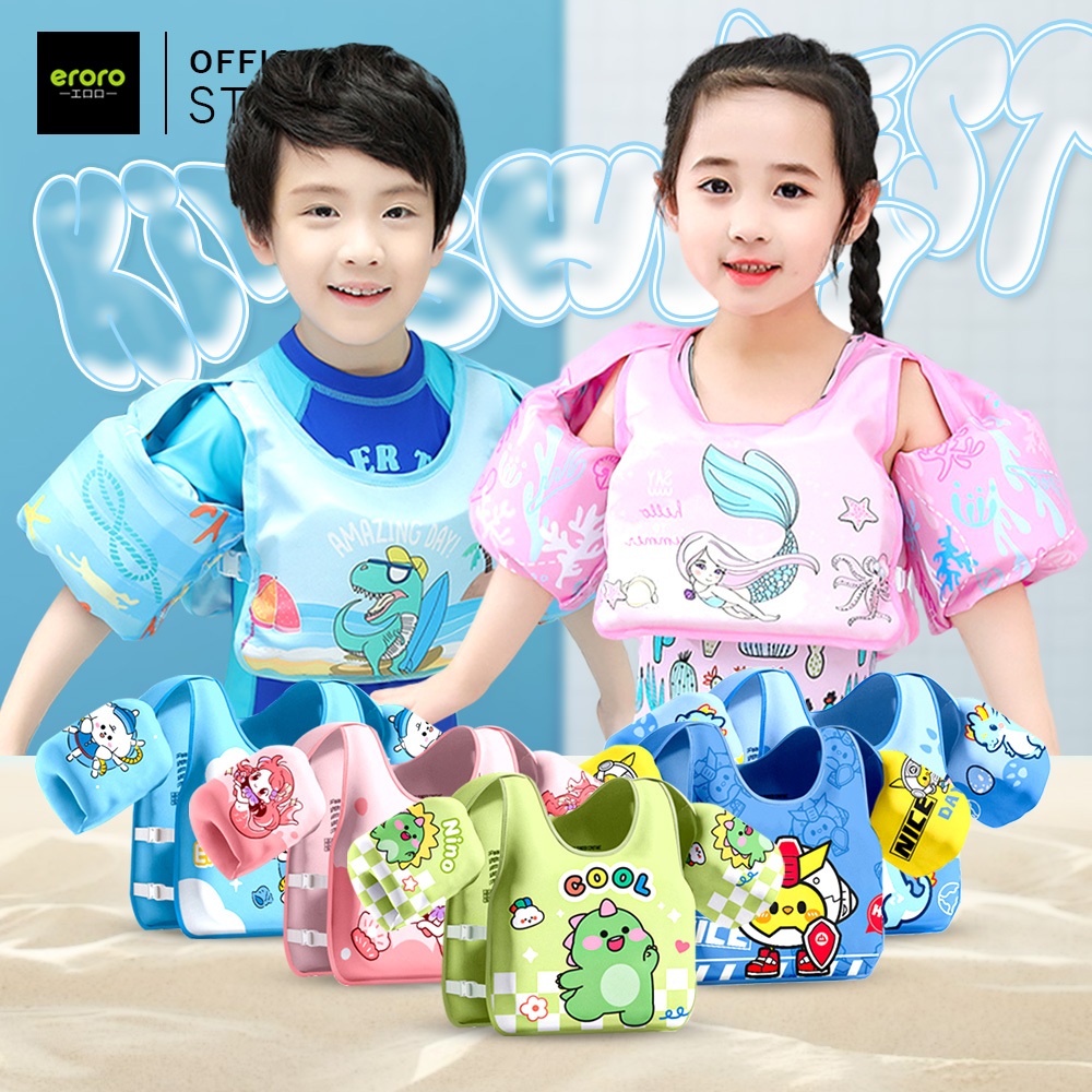 ERORO เสื้อชูชีพเด็ก โฟมพยุงตัวว่ายน้ำ ลายการ์ตูน น่ารักสดใส ชุดว่ายน้ำเด็ก
