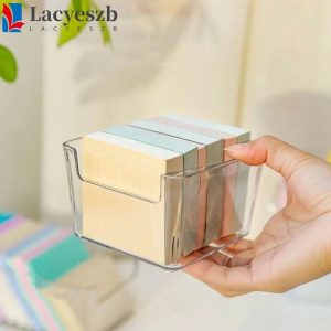 Lacyeszb ที่ใส่โน้ตอะคริลิค, กล่องโน้ตใสที่มีประสิทธิภาพเก๋ๆ, INS โปร่งใสกันน้ําการ์ดกระดาษโต๊ะออแกไนเซอร์จัดเก็บเครื่องเขียน