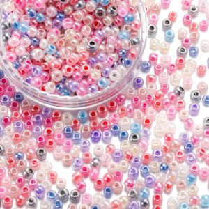 ลูกปัดแก้วสีลูกกวาด 2/3/4มม 1800/300/500ชิ้น น่ารักเหมาะสำหรับDIYสร้อยข้อมือและงานฝีมือเครื่องประดับ