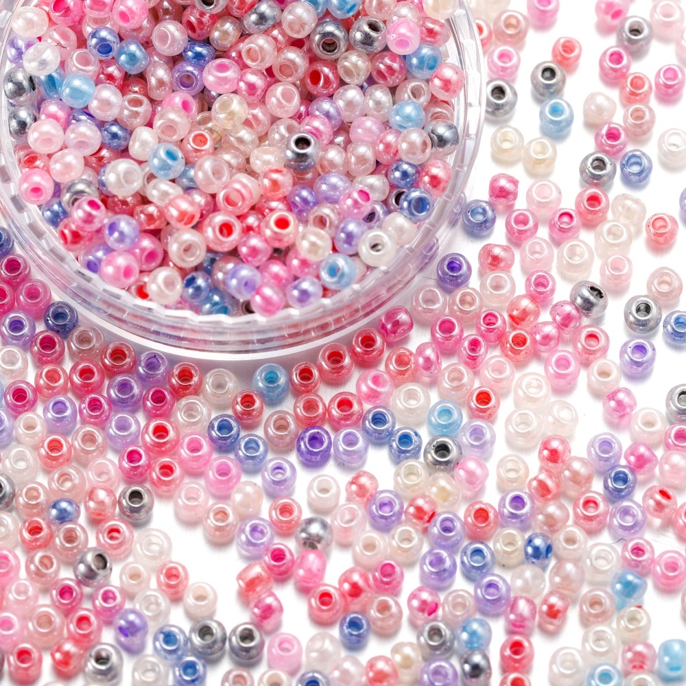 ลูกปัดแก้วสีลูกกวาด 2/3/4มม 1800/300/500ชิ้น น่ารักเหมาะสำหรับDIYสร้อยข้อมือและงานฝีมือเครื่องประดับ