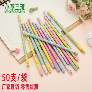 ดินสอไม้ ไม่มียางลบ ใช่ได้ 2 ด้าม ลายการ์ตูนน่ารัก ดินสอ HฺฺB