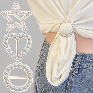 besla.thCกระดุมโลหะติดเสื้อเชิ้ต รูปดาวห้าแฉกหัวใจผ้าพันคอ ประดับมุกเทียม อเนกประสงค์สําหรับติดเสื้อผ้า ผ้าพันคอผ้าคลุมไหล่DIYคงที่ตกแต่งกระดุมOD