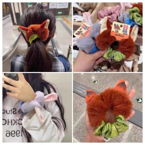 Crazy Zootopia Residence Nick Plush Hairband Headrope Girl 2024 สไตล์เดียวกันฤดูใบไม้ร่วง/ฤดูหนาวหนังขนาดใหญ่ลําไส้แหวนอุปกรณ์เสริมผม