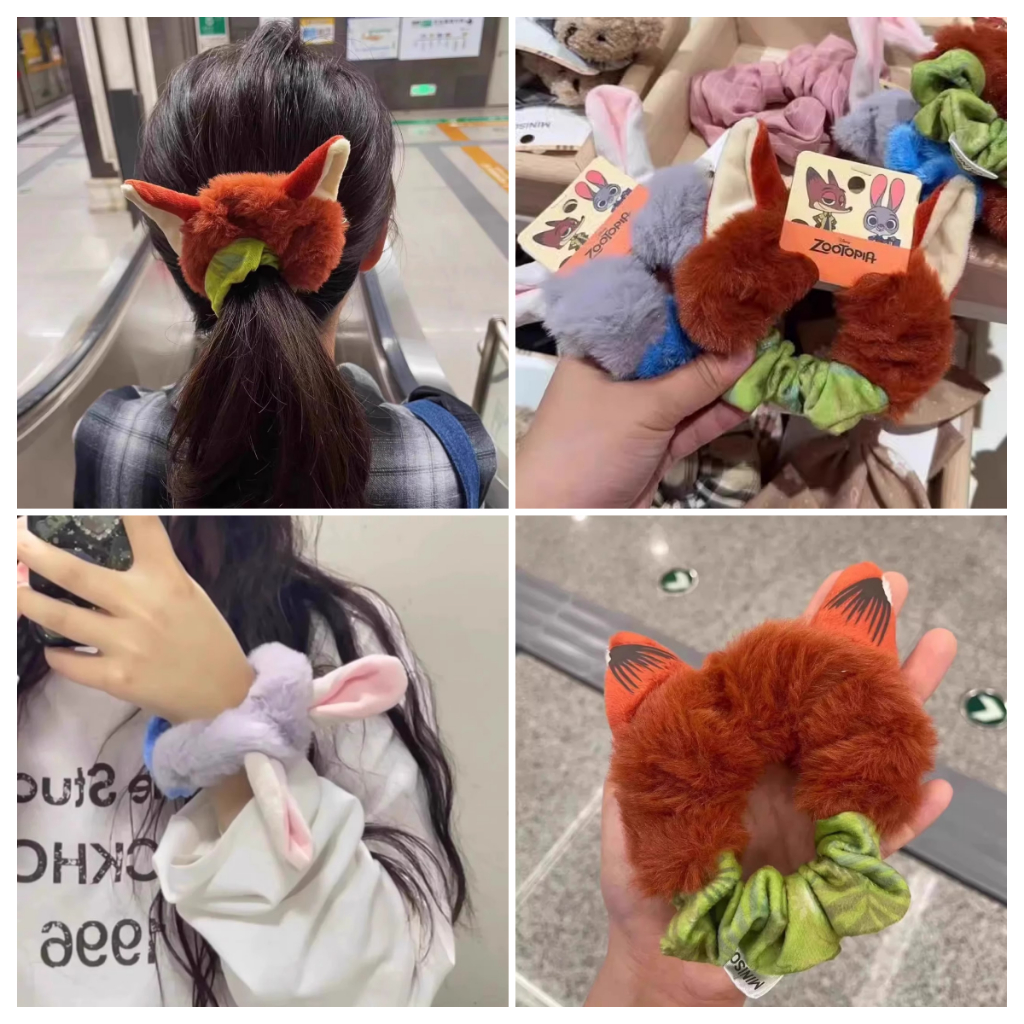 Crazy Zootopia Residence Nick Plush Hairband Headrope Girl 2024 สไตล์เดียวกันฤดูใบไม้ร่วง/ฤดูหนาวหนังขนาดใหญ่ลําไส้แหวนอุปกรณ์เสริมผม