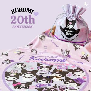 Kiss Me Doll ผ้าพันคอ/ผ้าคลุมไหล่ ลาย Kuromi ฉลองครบรอบ 20 ปี ขนาด100×100 cm.