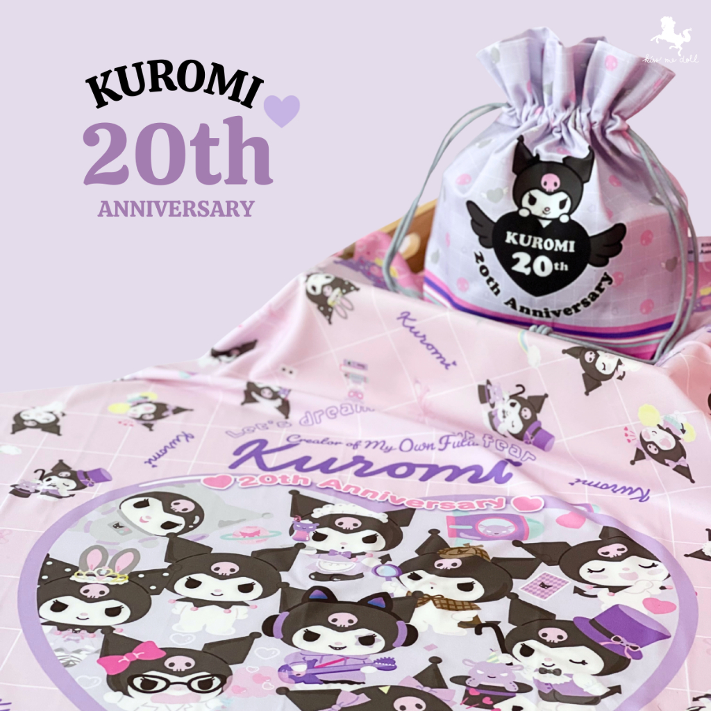 Kiss Me Doll ผ้าพันคอ/ผ้าคลุมไหล่ ลาย Kuromi ฉลองครบรอบ 20 ปี ขนาด100×100 cm.