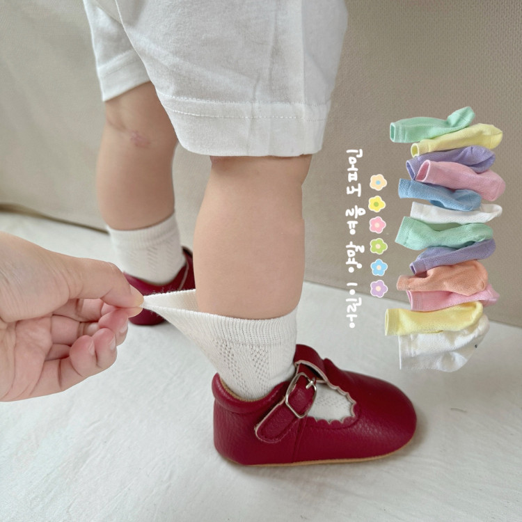 เด็กฤดูร้อนถุงเท้าบางผ้าฝ้ายระบายอากาศทารกแรกเกิดถุงเท้า 0-24 เดือน