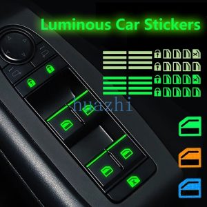 Hz 1 ชิ้นรถจัดแต่งทรงผมหน้าต่างสวิทช์สติกเกอร์ส่องสว่าง Night ปุ่มเรืองแสง Decals สําหรับ Toyota Camry Mitsubishi Benz Hyundai Kia