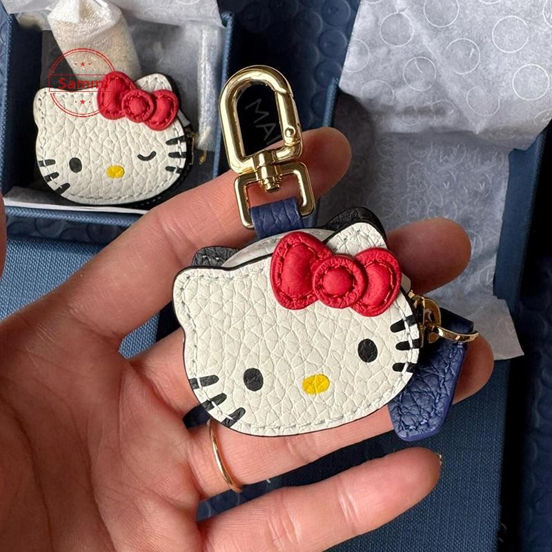Sammi Kawaii การ์ตูน Hello Kitty พวงกุญแจหนัง Mini Storage กระเป๋าน่ารักกระเป๋าจี้อุปกรณ์เสริมตกแต่ง Simple จี้ของขวัญ TH