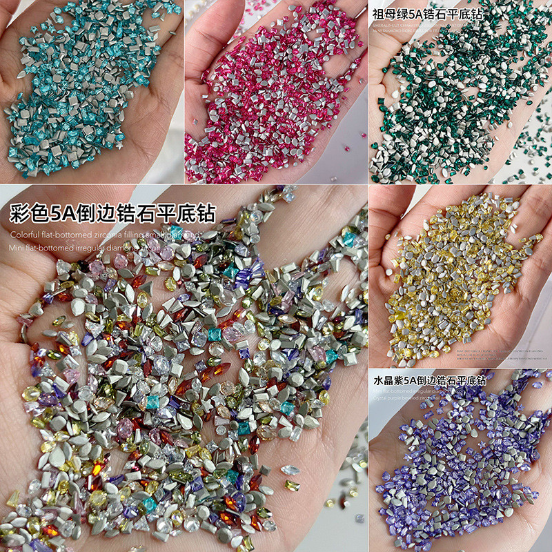 50pcs 5A Zircon เล็บเพชร Influencer ขายร้อน Mini Diamonds Horse Eye เพชรด้านล่างแบนพิเศษรูปเพชร K9 เพชรเล็บเครื่องประดับ