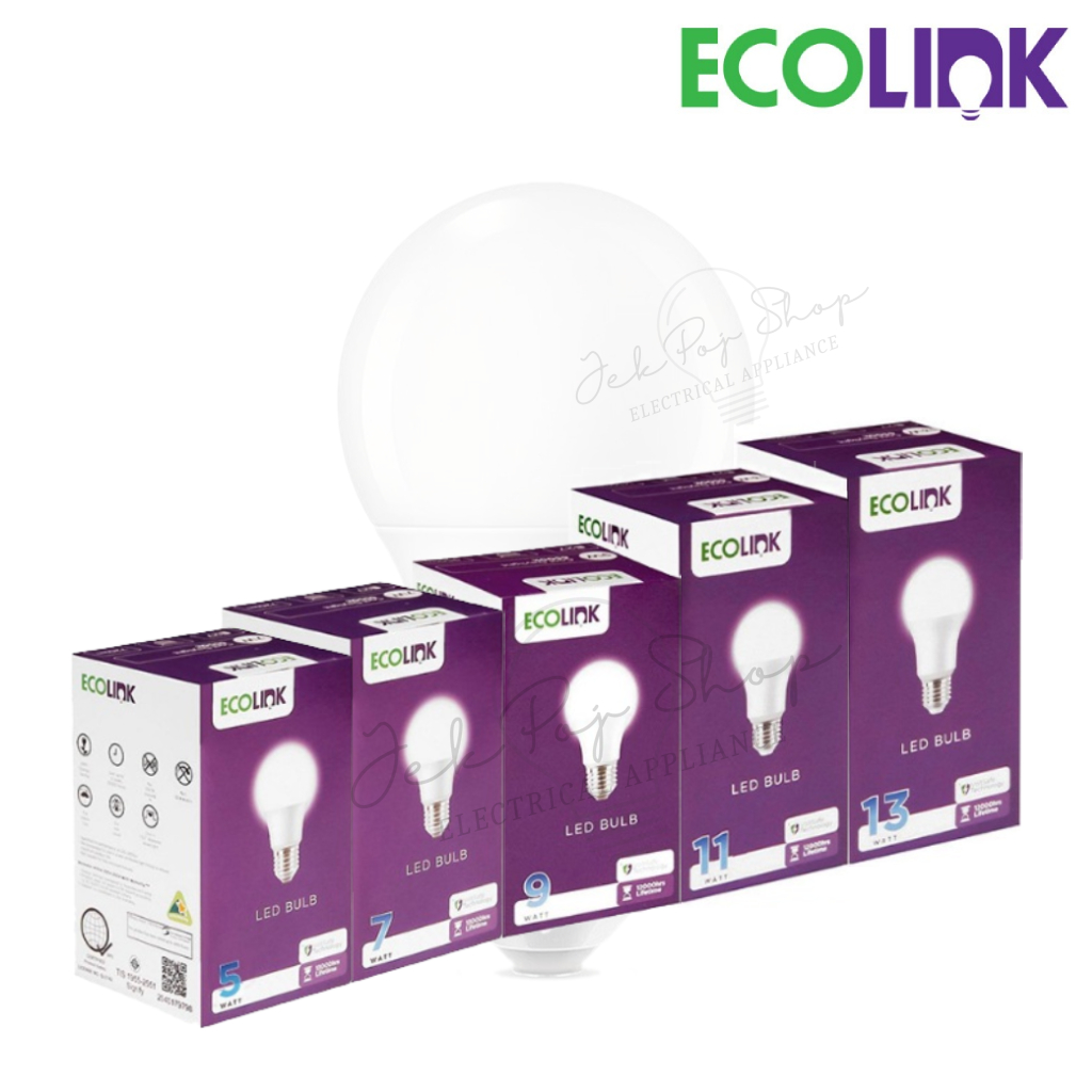 หลอดไฟ LED Bulb ประหยัดไฟ 5W 7W 9W 11W 13W ยี่ห้อ EcoLink มีแสงขาว Daylight และ แสงวอร์มไวท์ Warmwhite