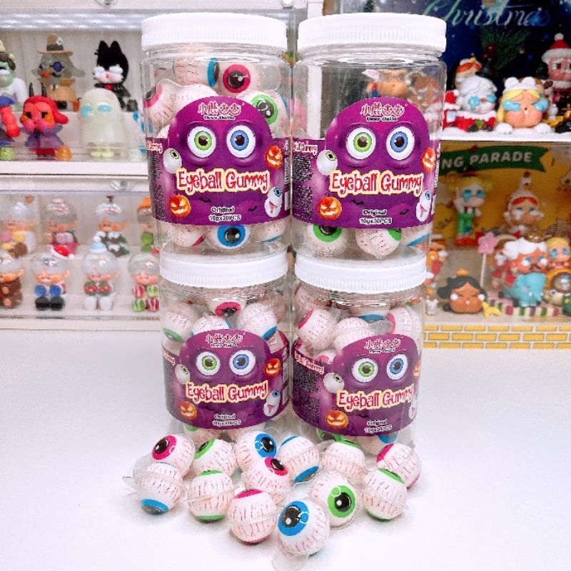 เยลลี่ลูกตา 3D อายกัมมี่แยม มีไส้ ไส้ลิ้นจี่ 1 กระปุก 30 ชิ้น